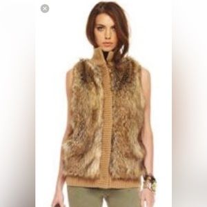 NEW Michael Kors faux fur ribbed sweater vest Small